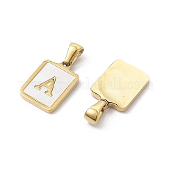 26Pcs Letter A~Z Ion Plating(IP) 304 Stainless Steel Pave Shell Pendants&nbsp;STAS-G327-01G