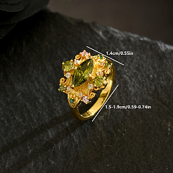 Brass Micro Pave Cubic Zirconia Finger Rings for Women&nbsp;LS-KW9333-1