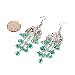 Glass Teardrop Tassel Chandelier Earrings&nbsp;EJEW-TA00184-01