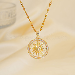 Elegant and Stylish Sun Brass Cubic Zirconia Pendant Necklaces for Women&nbsp;HW8743-1