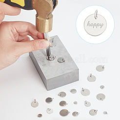 50Pcs 5 Styles 304 & 201 Stainless Steel Flat Round Tag Charms&nbsp;STAS-NB0001-93