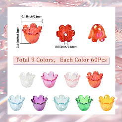 540Pcs 9 Colors UV Plating Acrylic Bead Caps&nbsp;MACR-SP0001-88