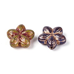 Picasso Baking Paint & Golden Metal Enlaced Glass Beads&nbsp;DGLA-T004-60M