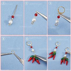 DIY Lampwork & Acrylic Vegetables and Fruits Leverback Earrings Making Kits&nbsp;DIY-SC0026-29