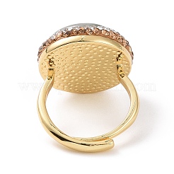 Adjustable Natural Myanmar Jade/Burmese Jade Donut Ring with Rhinestone&nbsp;RJEW-A011-13G