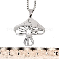 201 Stainless Steel Hollow Moon Star Mushroom Pendant Necklaces for Women&nbsp;LS-NJEW-K283-34P