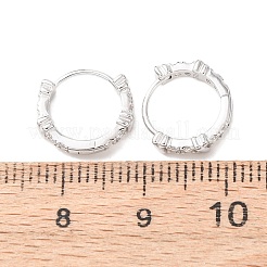 Ring with Letter X 925Sterling Silver Micro Pave Clear Cubic Zirconia Hoop Earrings for Women&nbsp;EJEW-K317-03P