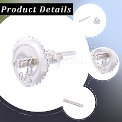 3 Pairs 925 Sterling Silver Screw Ear Nuts&nbsp;STER-BBC0009-74B