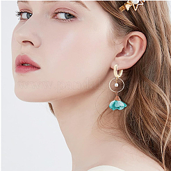 40Pcs 2 Color 2-hole Rack Plating Eco-friendly Brass Huggie Hoop Earring Findings&nbsp;KK-FH0006-63