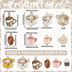 36Pcs 6 Styles Alloy Enamel Pendants&nbsp;ENAM-SC0008-02