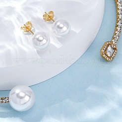 Round Plastic Imitation Pearl Stud Earrings & Rectangle Cubic Zirconia Rhinestone Cuff Choker Necklaces Sets&nbsp;SJEW-U003-06G