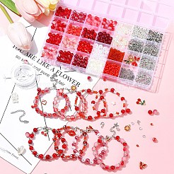 DIY Alloy Enamel & Glass & CCB Plastic Bracelets Jewelry Making Kits&nbsp;DIY-FS0007-51
