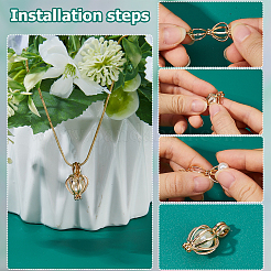 24Pcs 3 Styles Hollow Out Brass Alloy Bead Cage Pendants&nbsp;KK-HS0015-93