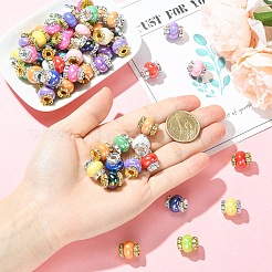 20Pcs 2 Styles Resin Beads with Brass Rhinestone Rondelle&nbsp;KK-YW0004-31