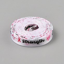 5 Yards Ribbon Theme Polyester Word Printed Ribbon&nbsp;OCOR-WH0003-067C