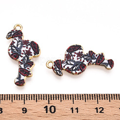 Printed Light Gold Tone Alloy Pendants&nbsp;ENAM-N056-210A