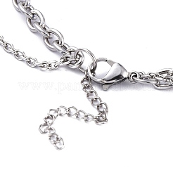 Non-Tarnish 304 Stainless Steel Double Layer Necklaces&nbsp;NJEW-M181-04P