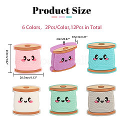 12Pcs 6 Colors Spool Food Grade Eco-Friendly Silicone Focal Beads&nbsp;SIL-CA0003-06