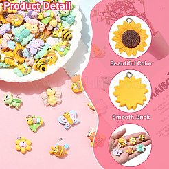 80Pcs 16 Styles Opaque Resin Pendants&nbsp;RESI-CJ0004-48