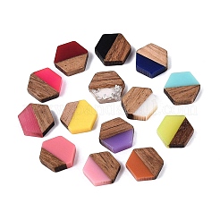 Opaque & Transparent Resin & Walnut Wood Cabochons&nbsp;RESI-N053-38