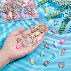 80Pcs 10 Style Ocean Theme Transparent Resin Cabochons&nbsp;CRES-NB0001-32