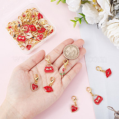 Valentine's Day Theme Alloy Enamel Pendant Decoration&nbsp;HJEW-SC0001-25