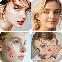 6 Sheets 3 Styles Acrylic Rhinestone Face Body Stickers&nbsp;AJEW-SP0002-68C