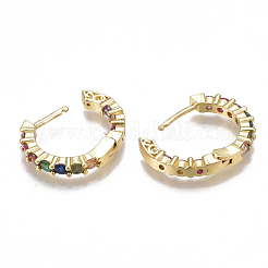 Brass Micro Pave Cubic Zirconia(Random Mixed Color) Hoop Earrings&nbsp;EJEW-S201-58