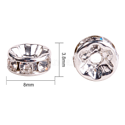 Silver Plated Brass Middle East Rhinestone Spacer Beads&nbsp;RB-PH0001-08S-NF