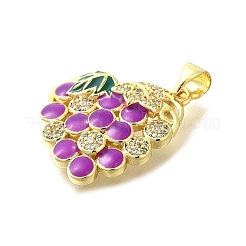 Brass Micro Pave Clear Cubic Zirconia Enamel Pendants&nbsp;KK-M297-29G