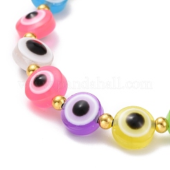 Flat Round with Evil Eye Beaded Bracelet&nbsp;BJEW-JB07102-01