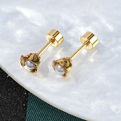 Flower Plastic Imitation Pearl Ear Fake Plugs&nbsp;EJEW-H105-19G