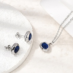 304 Stainless Steel & Cubic Zirconia Stud Earrings & Pendant Necklaces & Link Bracelets Sets&nbsp;SA-CBADCF0-02P