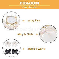2 Pairs 2 Colors Alloy Dangle Stud Earrings with Cloth Bowknot Charms&nbsp;EJEW-FI0003-28