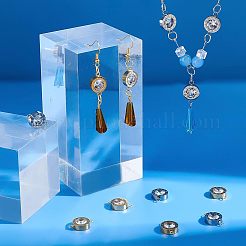 12Pcs 2 Colors 304 Stainless Steel Clear Cubic Zirconia Connector Charms&nbsp;STAS-UN0037-33
