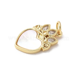 Brass Pave Natural White Shell Pendants&nbsp;KK-S522-18G