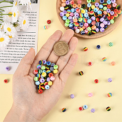 200Pcs Lined Round Resin Beads&nbsp;RESI-SP0001-44