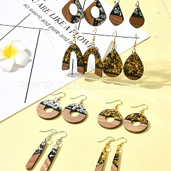 DIY Opaque Resin & Walnut Wood Earring Making Kits&nbsp;DIY-FS0007-84