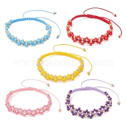 5Pcs Glass Braided Beaded Bracelets&nbsp;BJEW-MZ00304