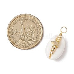 Natural Cowrie Shell Copper Wire Wrapped Pendants&nbsp;PALLOY-JF02932-03