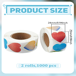 2 Rolls Valentine's Day Heart Paper Stickers&nbsp;DIY-LP0003-77
