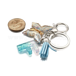 26Pcs Transparent Epoxy Resin & Transparent Acrylic & Faux Suede Tassel Keychain&nbsp;KEYC-JKC01202-06