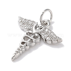 Rack Plating Brass Micro Pave Clear Cubic Zirconia Pendants&nbsp;KK-Z039-13P