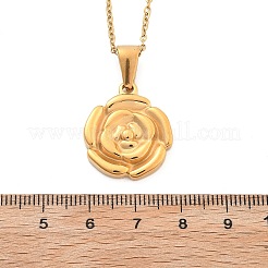 304 Stainless Steel Rose Pendant Necklaces for Women&nbsp;NJEW-S439-01A-G