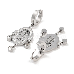 Hollow Hamsa Hand 304 Stainless Steel Dangle Earrings&nbsp;EJEW-L283-079P