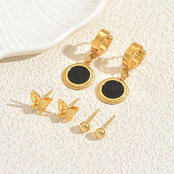 3 Pairs Stainless Steel Stud Earring & Hoop Earring Sets&nbsp;YE7662