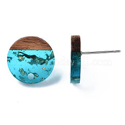 Transparent Resin & Walnut Wood Stud Earring Findings&nbsp;MAK-N032-007A-F01