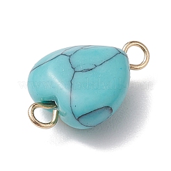 Mixed Gemstone Heart Links Connector Charms with Golden Tone Sun Moon Star Metal Slices&nbsp;PALLOY-JF02762