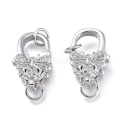 Brass Micro Pave Clear Cubic Zirconia Lobster Claw Clasps&nbsp;ZIRC-Q024-20P