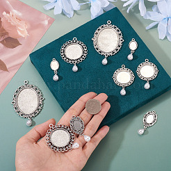 10Pcs 5 Style Alloy Pendant Cabochon Settings&nbsp;HJEW-TAC0120